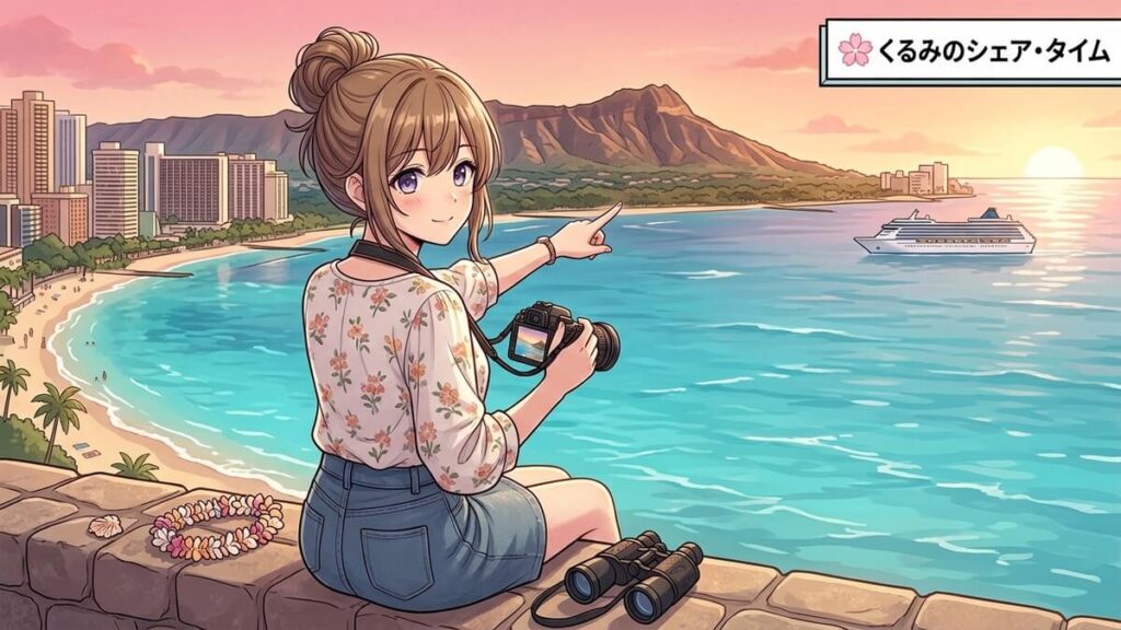 ハワイの景色を眺めながら穏やかな時間を過ごす栗栖くるみ